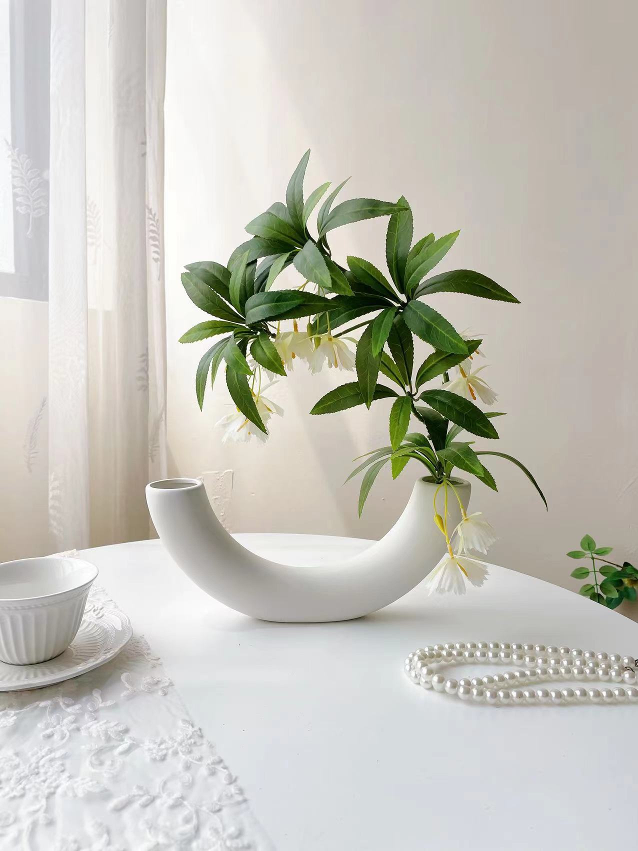 3D打印仿真水石榕现代家居餐厅装饰带花麻醉木造型插花造景假绿植详情8