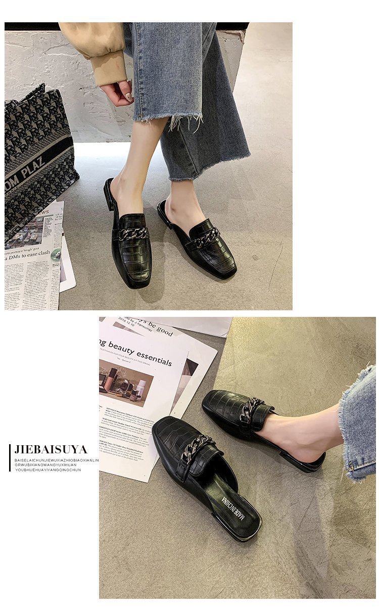 穆勒鞋女2022春夏新款外贸大码包头半拖百搭方头低跟凉拖鞋批发详情4