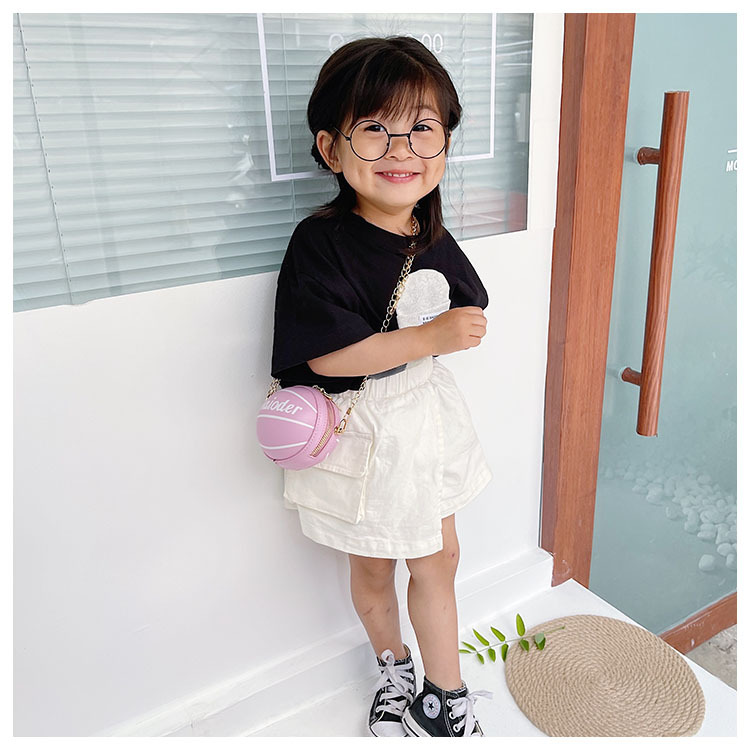 儿童包包新款蓝球零钱小包时尚女童迷你链条单肩斜挎包圆球包批发详情8