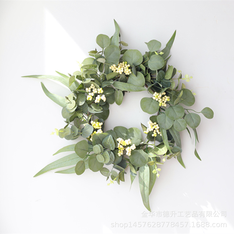 Desheng 2021 Cross-border E-commerce Amazon Spring Color Eucalyptus Leaf Green Fruit Simulation Flower Ring Decoration Manufacturer Wholesale pic 8