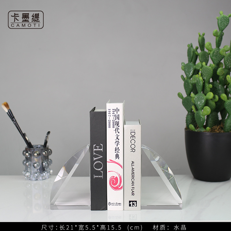 Modern, simple, transparent geometric semi-fan-shaped crystal bookshelves, bookcases, model room office decorative items pic 29