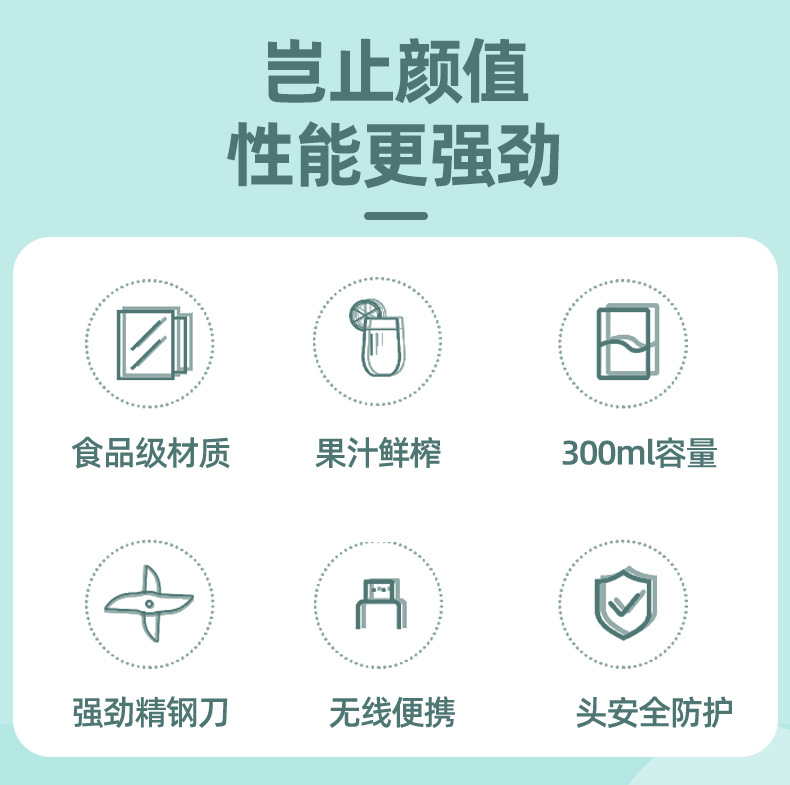 Summer new model juicer, multi-functional portable travel juicer, USB charging, four-blade head fresh juice cup pic 2