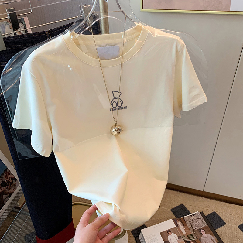 圆领短袖T恤女2025夏季新款精梳棉时尚百搭洋气减龄宽松显瘦ins潮详情11