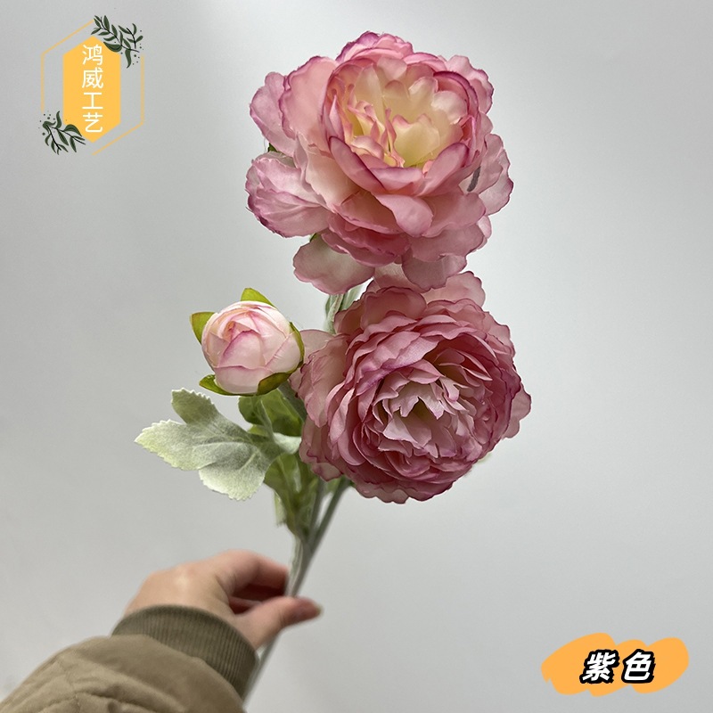 仿真高端3头植绒千姿露莲 洋牡丹仿真花 欧洲风居家客厅装饰假花详情15