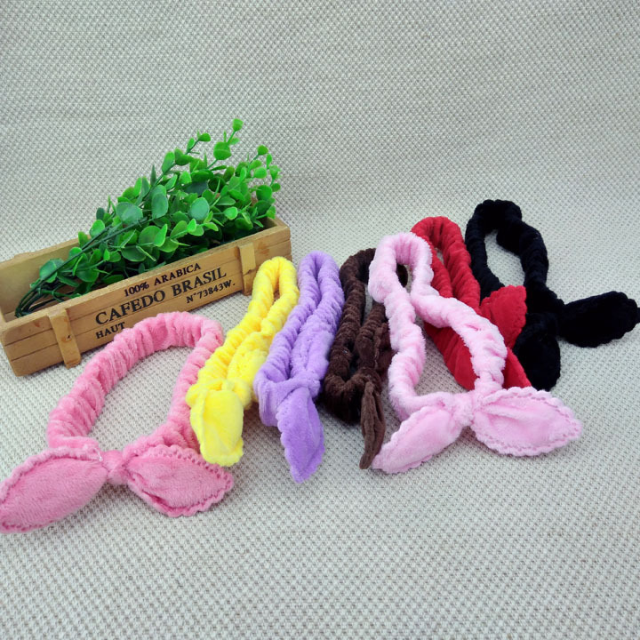A3626 solid-color rabbit ear velvet hair tie, hair band, hair accessory and headwear are available for wholesale at 2-yuan store in Yiwu pic 4
