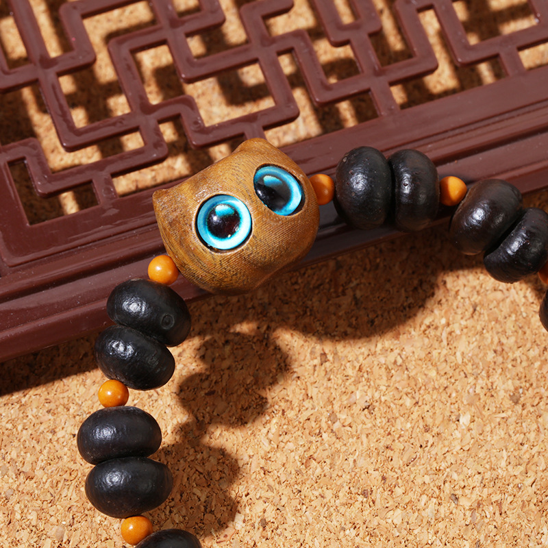 Purple gold bowl Abai prayer beads bracelet, Big Eye Cat single-loop bracelet, purple gold mouse Ebony running ring Buddhist prayer beads and cultural play accessories pic 4