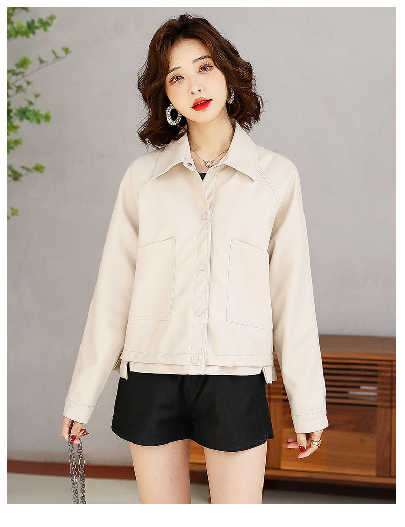 2022年新款春秋小皮衣女外套短款机车服韩版修身长袖pu皮夹克详情33