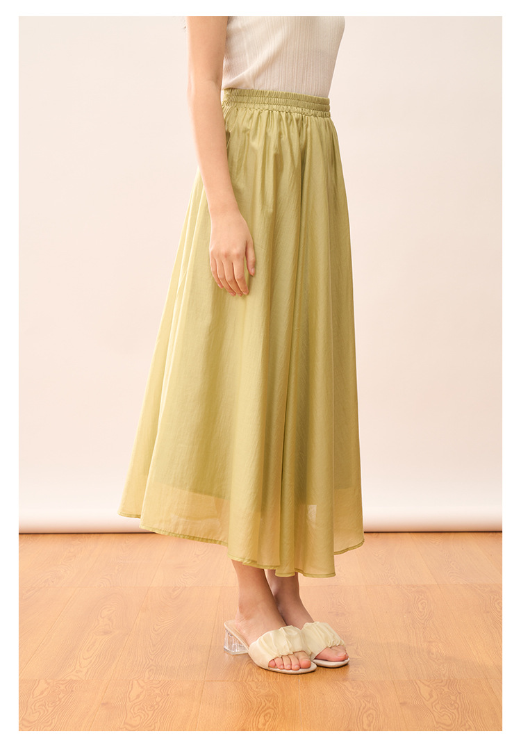 【盛都】清仓特价款轻盈气质天丝飘逸高腰设计感A字半身裙中长详情20