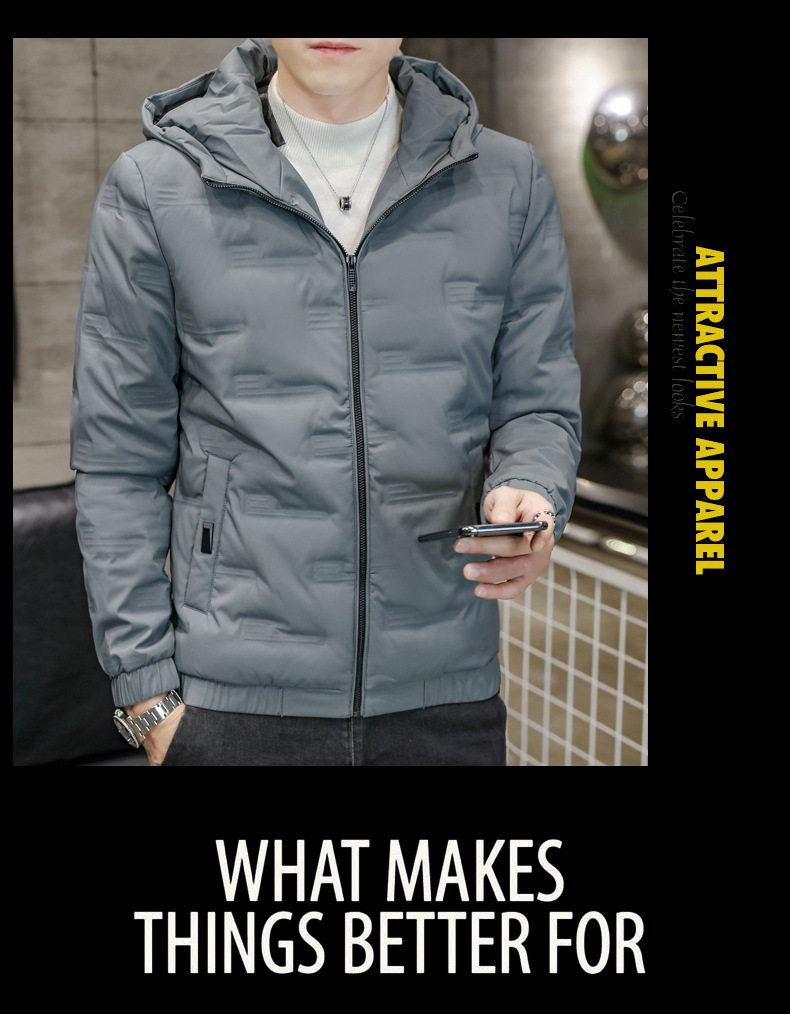 羽绒服男式2023新款秋冬季潮流修身轻薄连帽短款80绒保暖羽绒外套详情17