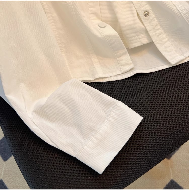 Polo领长袖衬衫女2024春秋新款洋气时尚修身显瘦薄款衬衣外套上衣详情23