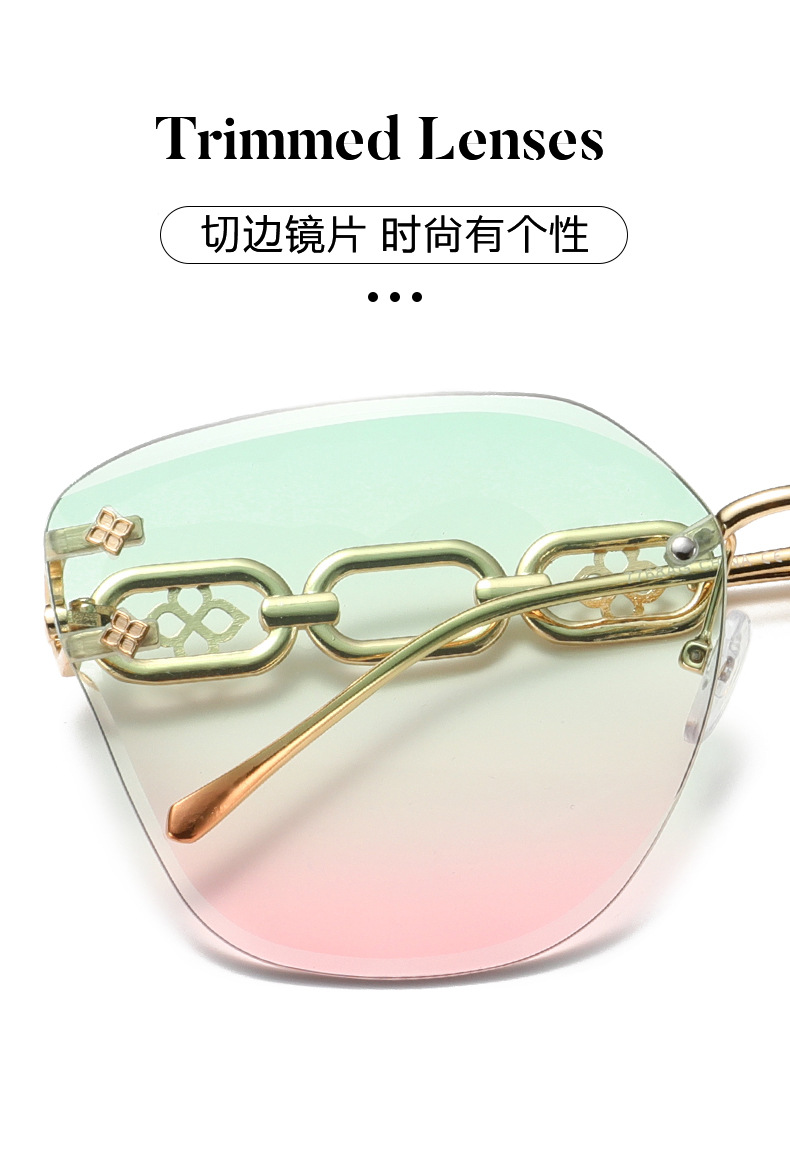 New square frameless sunglasses sold directly by the manufacturer in 2023: Fashionable sunshade for women and sun protection for men, retro and personalized sunglasses pic 4