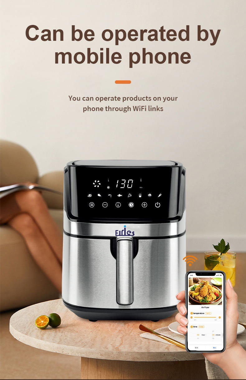 Household air fryer, electric fryer, 8L cross-border export capacity, healthy fryer, stainless steel, WiFi-connected fryer pic 6