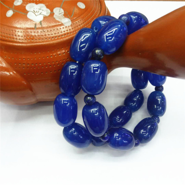 The new popular jewelry, natural blue agate bucket bead bracelet, DIY drum bead and natural stone bracelet, is selling well pic 2