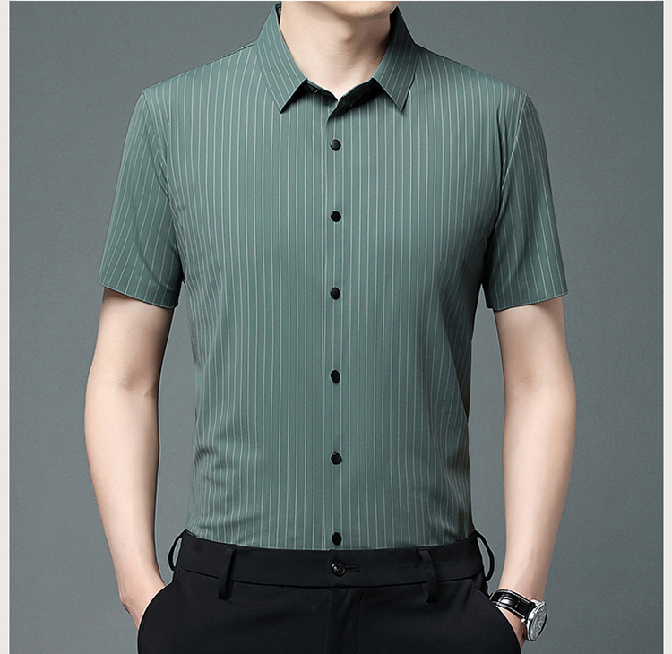 其力男装衬衫短袖男款2023夏季新款商务锦氨高弹力无痕寸衫t恤男详情14