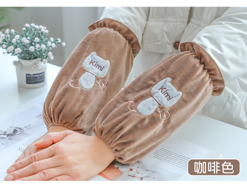 秋冬新款时尚袖套可爱套袖女士防污护袖成人学生中长款办公袖筒详情12