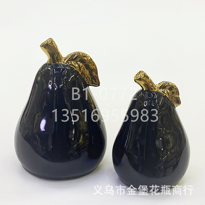 Apple gift ornaments, colored glaze ceramic fruit, red and white apple craft display set, pear decoration, office and home accessories, factory wholesale pic 28