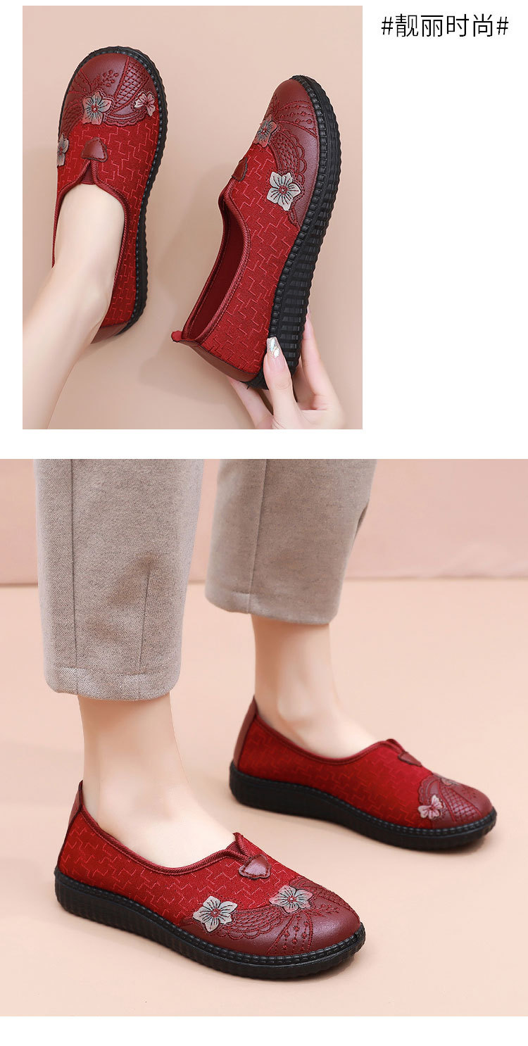 Old Beijing cloth shoes, single shoes for women, Spring Festival elderly mothers, round toe loose flat shoes, breathable and anti-slip soft-soled grandma shoes pic 12