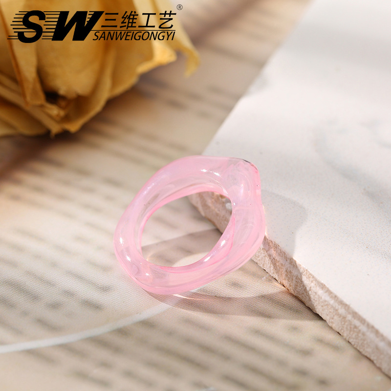 The same resin bright and transparent color ring as Dongdaemun in South Korea, featuring a simple macaron color ring design pic 8