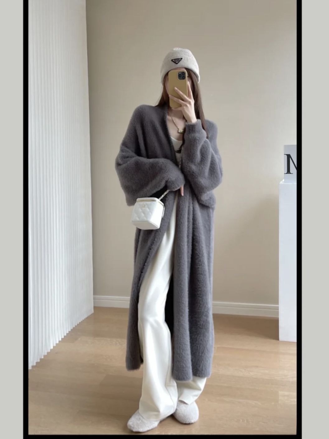 2023 Spring and Autumn laid-back and loose, knee-length, thickened, pure imitation mink fleece knitted sweater cardigan for women pic 23