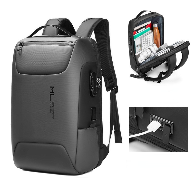 新款双肩包男款商务大容量旅行包多功能防水大学生电脑包双肩背包详情2