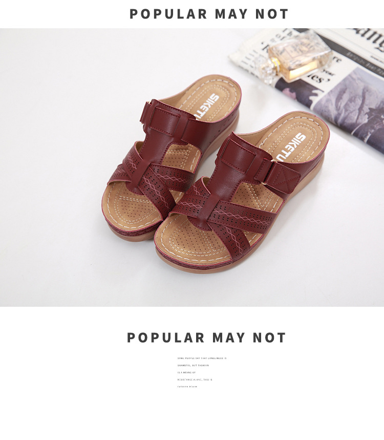 New European and American sandals for women, cross-border car line, mom shoes, large-sized sandals, wedge heel slippers, one-piece consignment pic 40