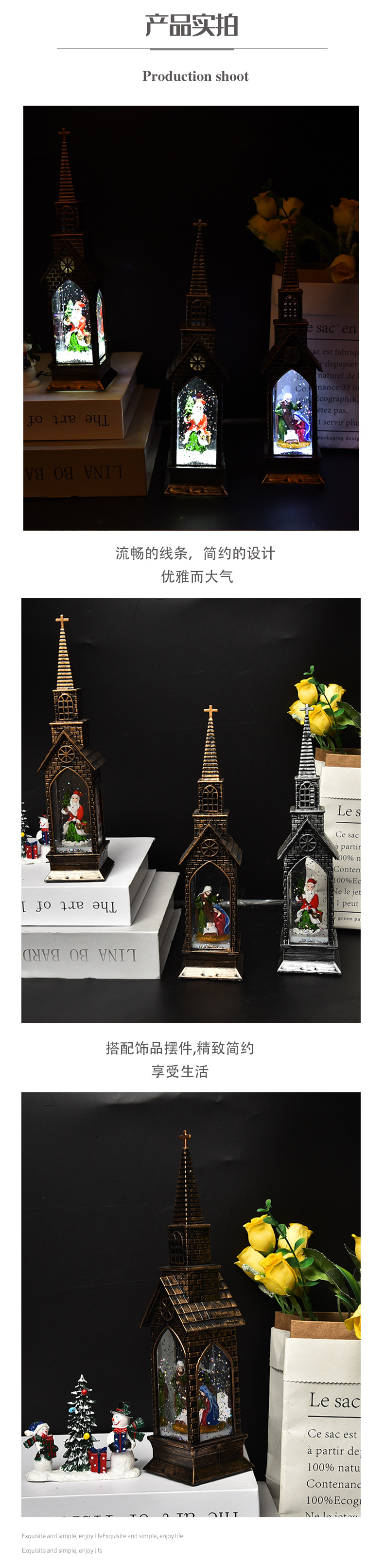 New American-style Christmas mini scallion oil wind lamp decorative handicraft ornament pic 3