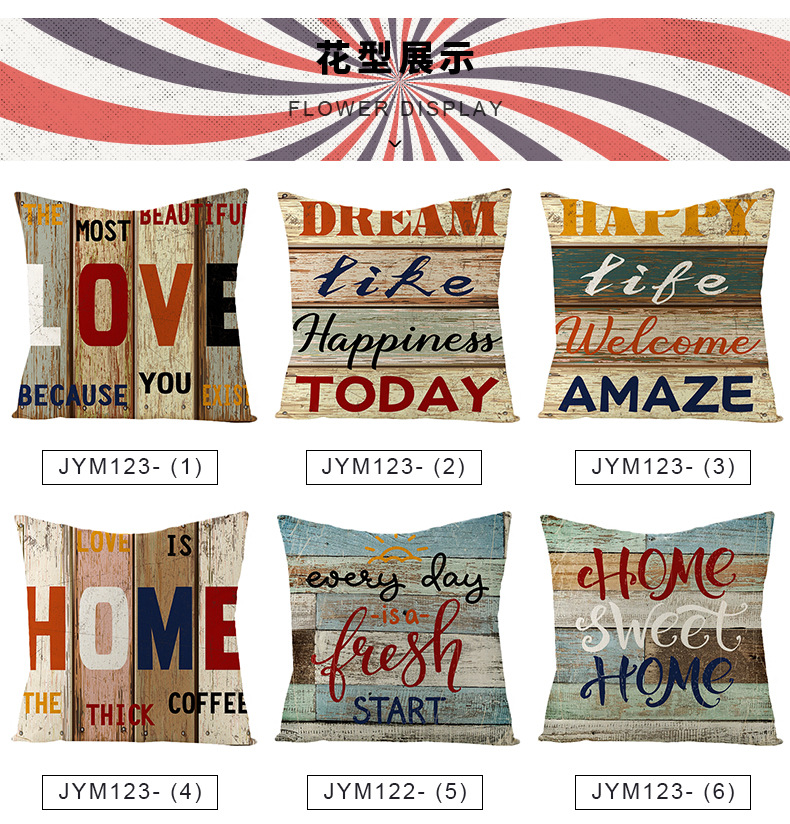 Custom-made linen pillowcases, retro-style letter-printed cushion covers, sofa pillows and home products pic 1