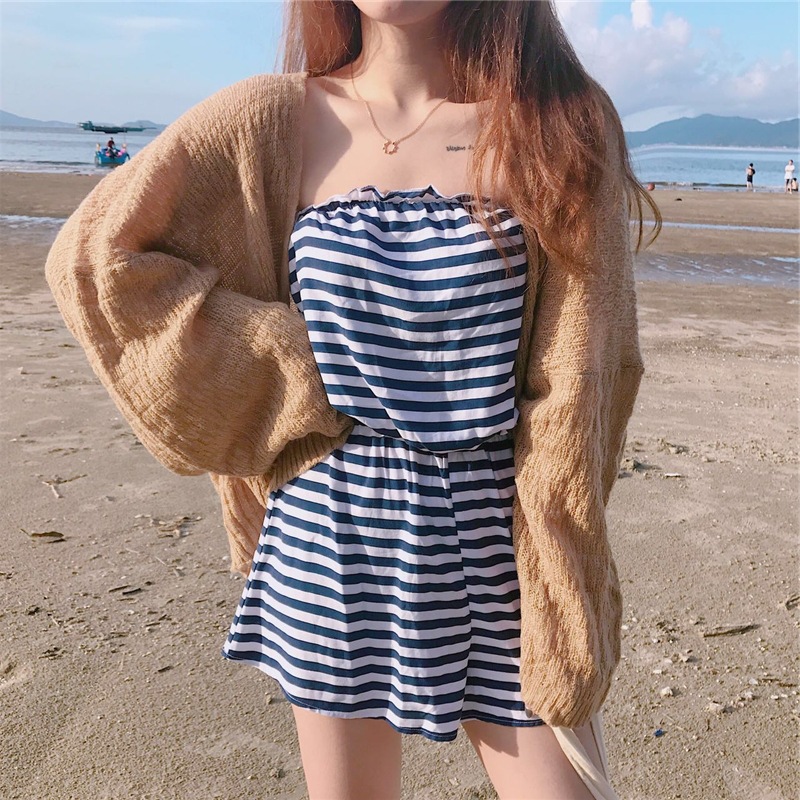 2020 Summer Korean beach V-neck school style loose sun-protective cardigan light jacket for students, trendy knitted cardigan for women pic 8