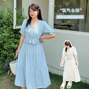 伊诺大码女装新中式国风改良旗袍裙子2025夏季碎花连衣裙232192国潮详情8