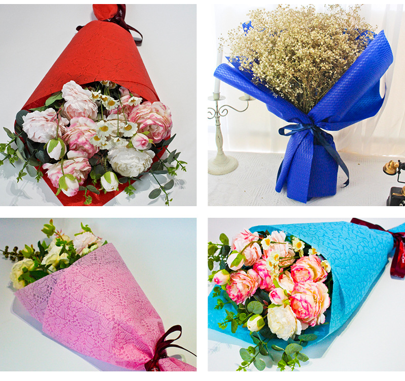 Estampado no tejido floral bouquet de flores paquete de papel papel floral día de san valentín diy material de florista arte floral embalaje de flores pic 14