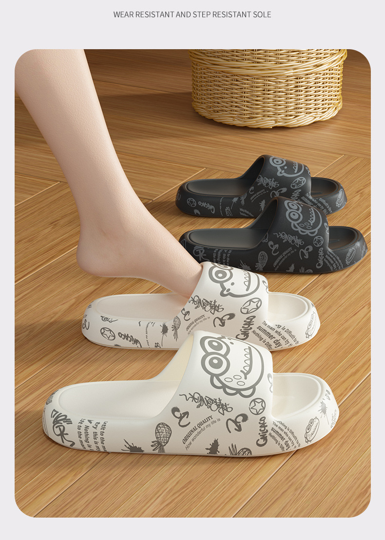 跨境新款eva小恐龙印花凉拖鞋男家居防滑防臭凉拖鞋一字拖批发详情8