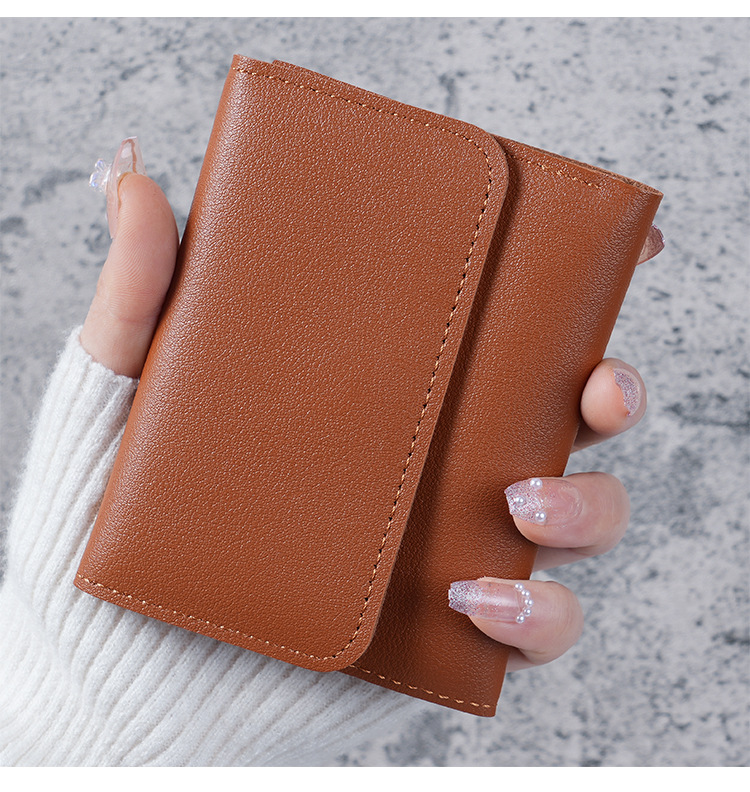 简约短款女士钱包学生票夹子多功能卡包零钱三折超薄款光面钱包详情14