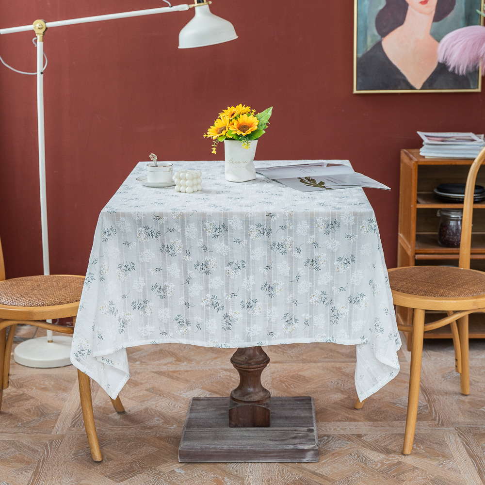 Fresh and clean cross-border tablecloth ins lilac flower fragments garden cotton and linen tablecloth fabric American decoration Amazon picnic cloth pic 41