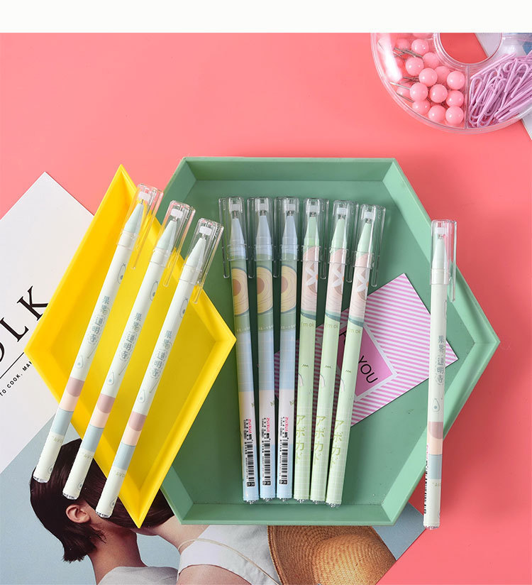 Wholesale of boxed cartoon gel pens, student writing and problem-solving ballpoint pens, 0.5mm black cap signature pens pic 15