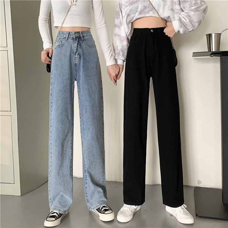 Spring 2021 new loose jeans for petite women, high-waisted and slimming, wide-leg and straight-leg pants, trendy on Instagram pic 3