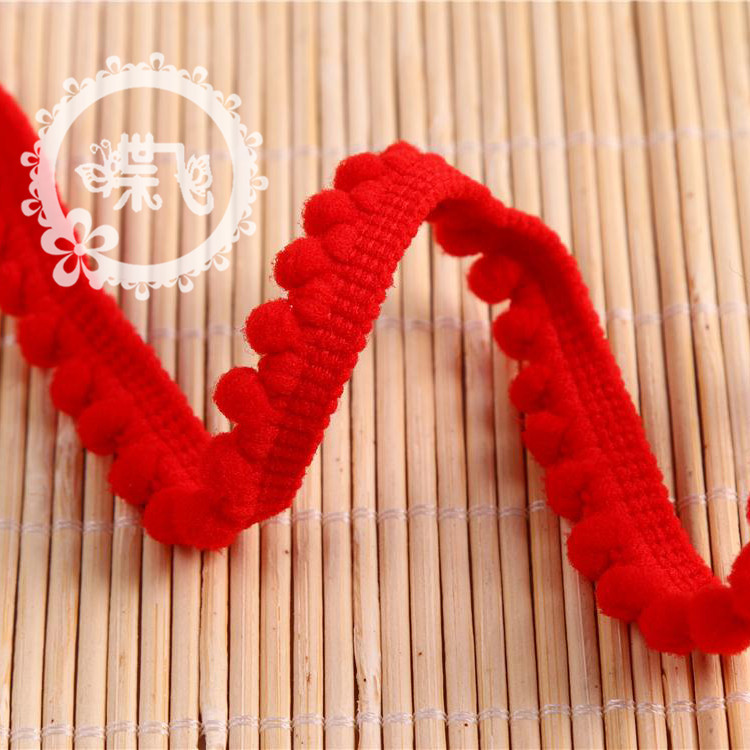 现货供应35色爆款密芽边毛毛虫织带DIY手工帽子服装辅料 毛球花边详情10