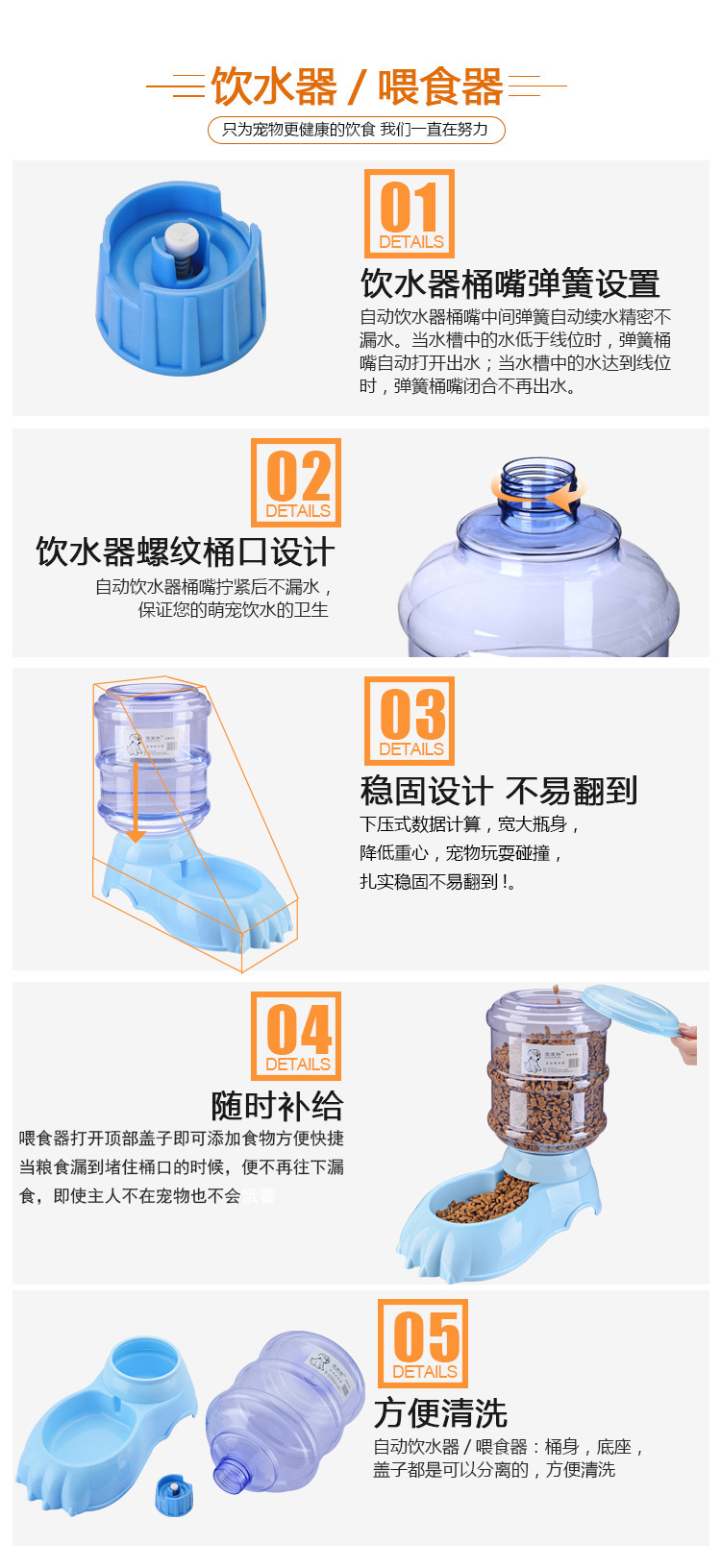 3.8L large-capacity pet water dispenser, automatic feeding water dispenser for dogs and cats, wholesale pet feeder pic 7