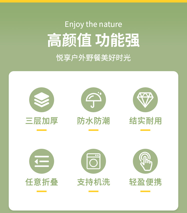 复古印花野餐垫防潮垫户外露营地垫草坪沙滩垫便携手提防水垫详情4
