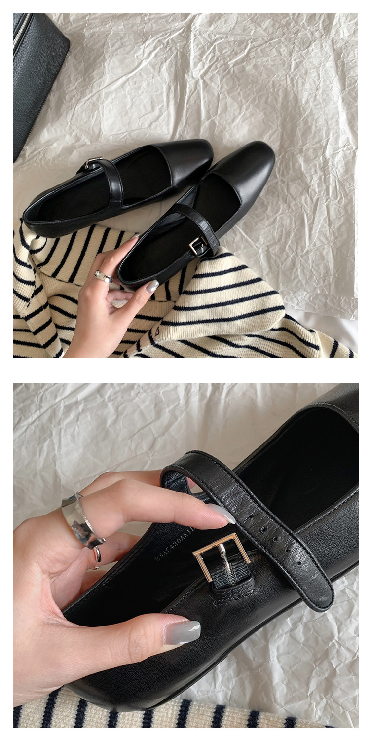 高级感羊皮软底真皮玛丽珍单鞋女鞋一字扣带浅口平底鞋小皮鞋剽鞋详情2