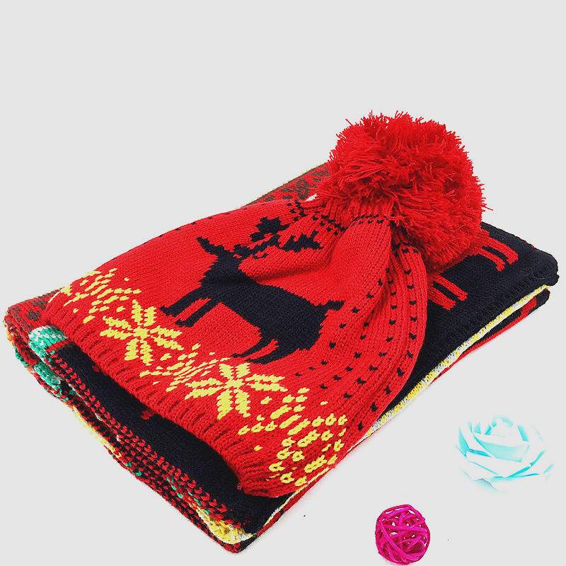 Hat and scarf dual-purpose knitted set, winter outdoor hat set, warm jacquard knitted cap manufacturer wholesale pic 15