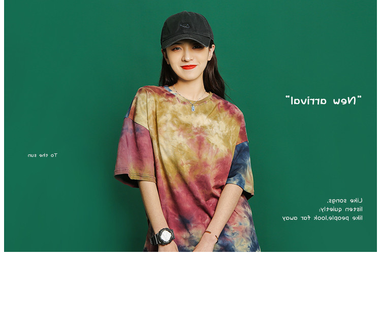 In-stock 2021 summer ins tie-dyed loose and trendy short-sleeved T-shirt for women and couples, a versatile and casual half-sleeved top pic 9