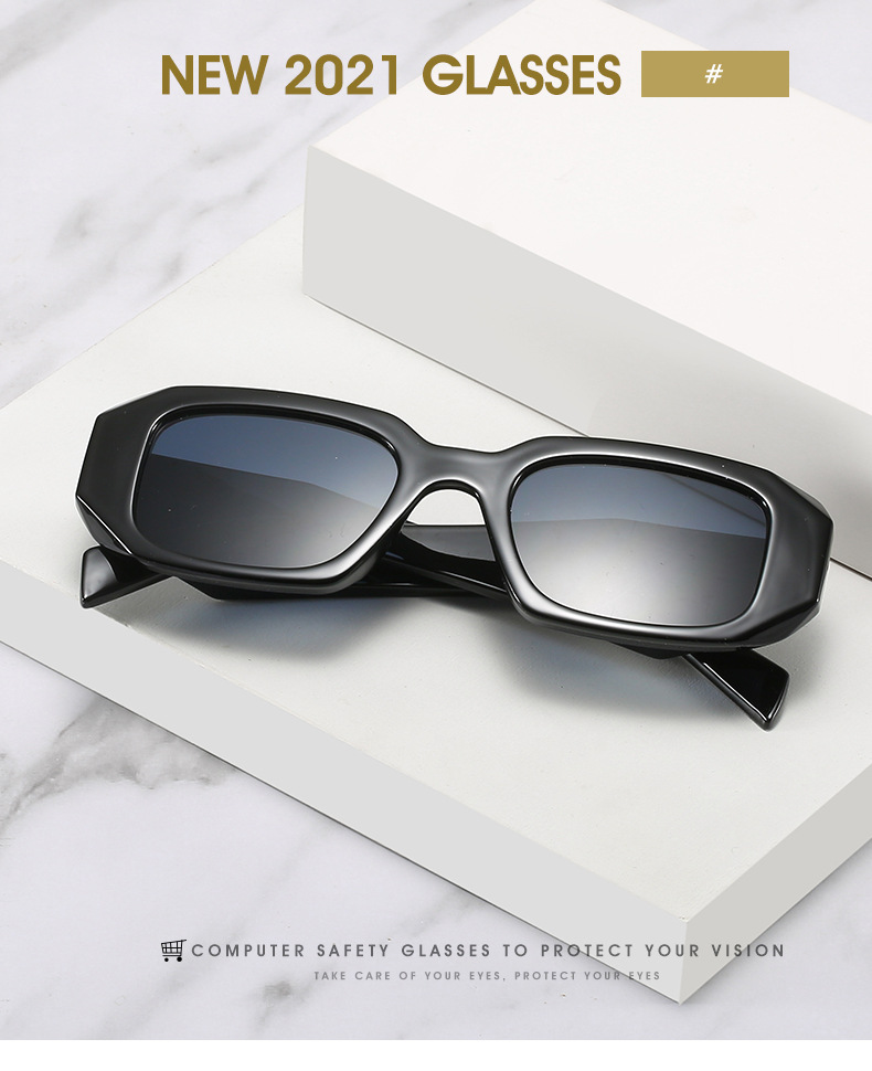 2021 new square-framed sunglasses, European and American personalized plastic-trimmed square glasses, personalized wide-leg sunglasses for women pic 1