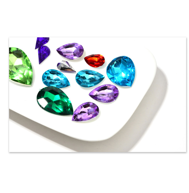 仿水晶玻璃水钻水滴形钻仿台亚克力钻 尖底钻手机美容DIY配件钻详情19