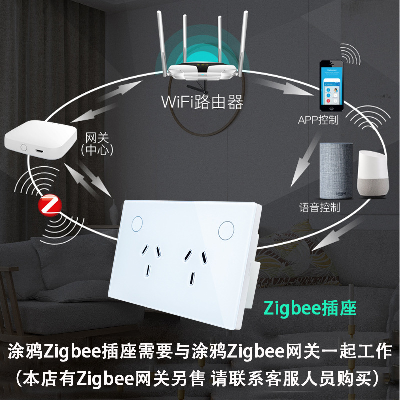 Zigbee Australian-Argentina specification SAA-certified smart switching power supply 120 socket glass panel pic 1