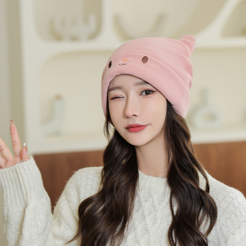 Gorro de punto mujer otoño invierno japonés manga de dibujos animados lindo gorro de oreja de conejo versión coreana heap heap gorro térmico gorro frío pic 15