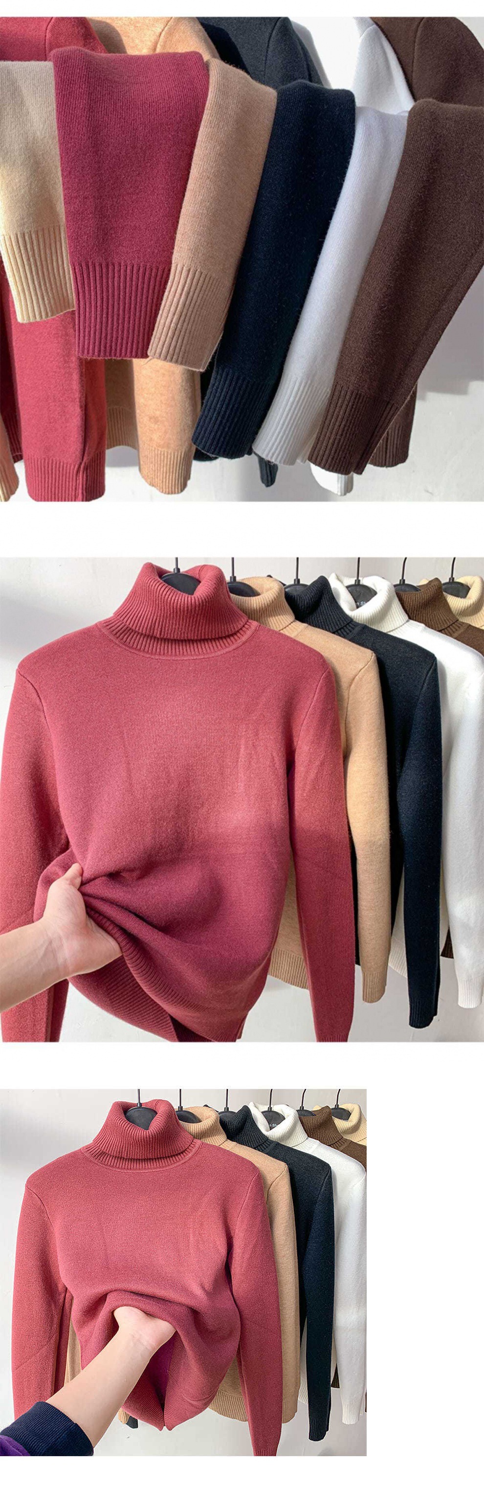 加绒加厚一体绒毛衣女冬厚水貂绒保暖上衣高领打底衫女秋冬内搭潮详情5