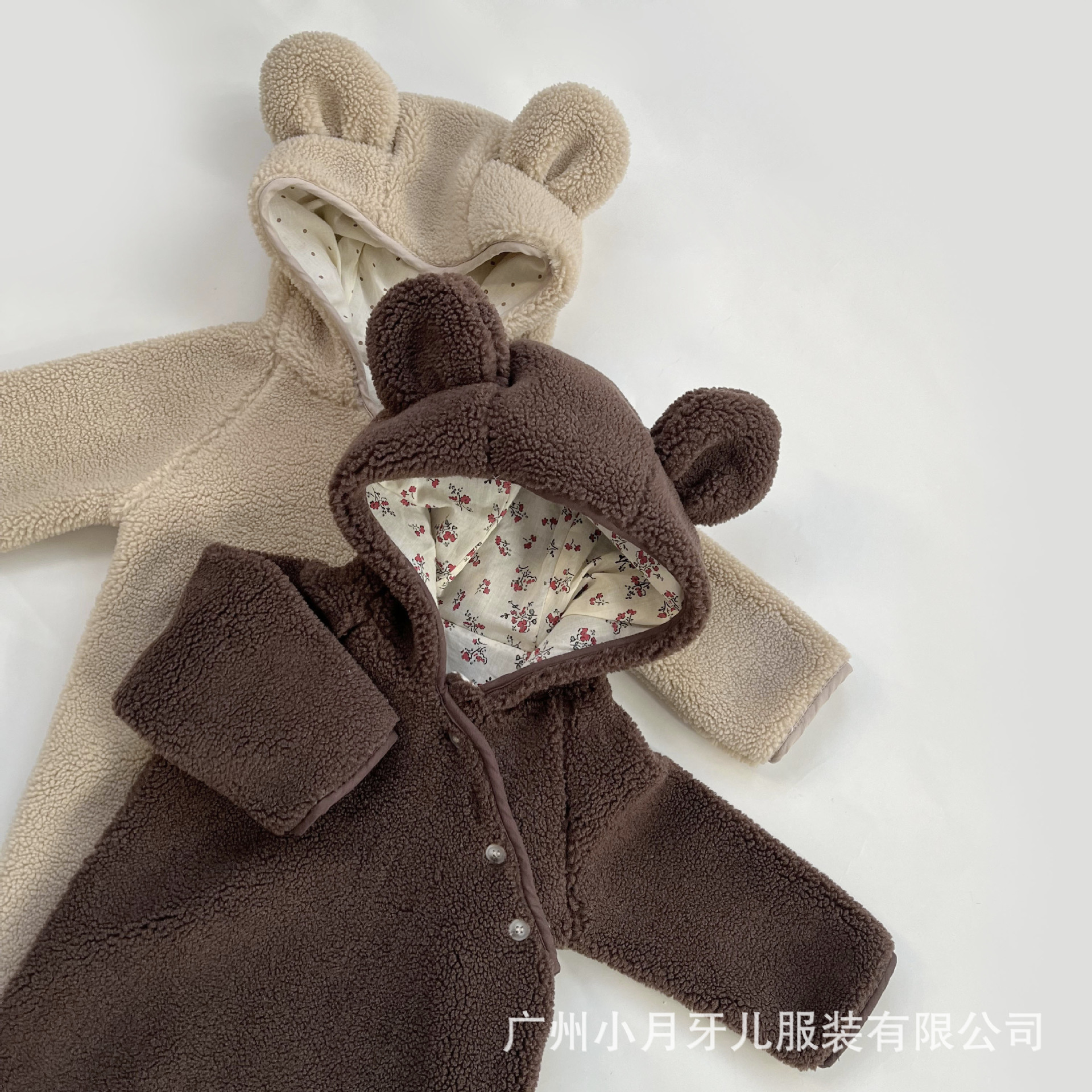 MiniCowMother cute floral imitation lambskin one-piece coat for boys, girls and children, solid-colored cotton coat for children pic 35