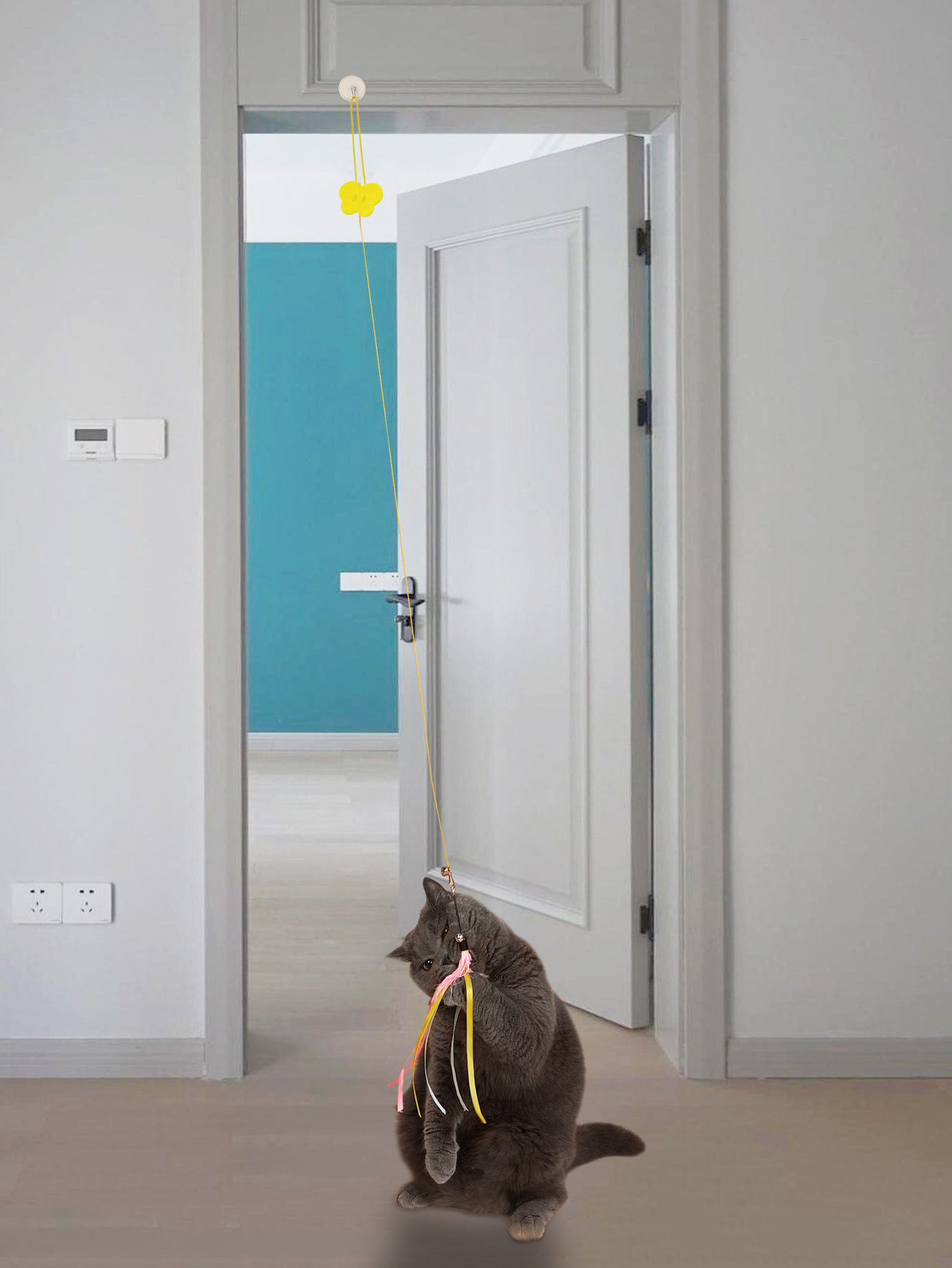 New cat-playing stick, swing, hanging door, cat toy, butterfly with catnip, self-entertainment, hanging, telescopic and adjustable pic 65
