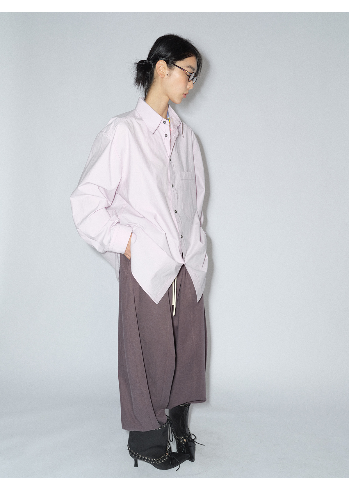 [识时]新品盐缩匹马棉宽松休闲百搭翻领长袖纯色衬衫上衣女V8465详情20