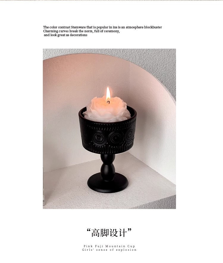 High-quality appearance level vintage candlestick ornaments, frosted black glass candle scented base, atmospheric photo decoration props pic 8